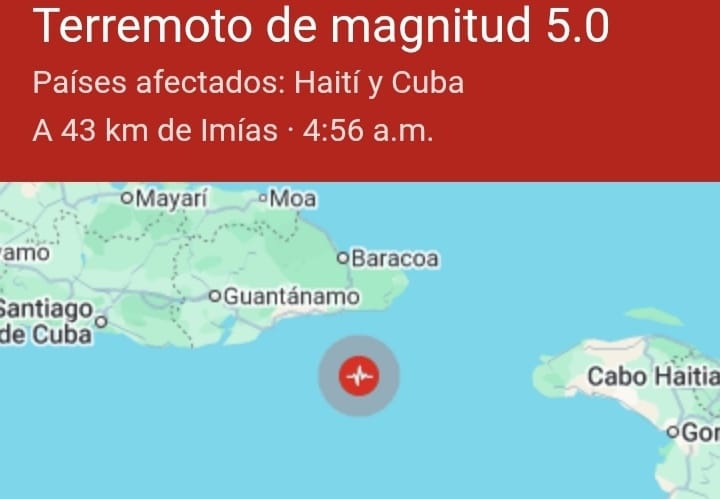 Sismo de magnitud 5,3 despierta a habitantes del oriente de Cuba