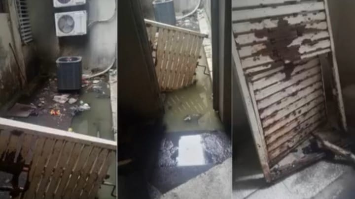 Agua estancada y basura en sótano del hospital de Camagüey